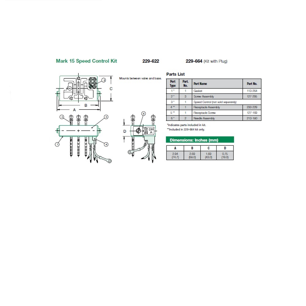 229-664 NUMATICS/AVENTICS SANDWICH SPEED CONTROL<BR>MK15 SERIES W/PLUG